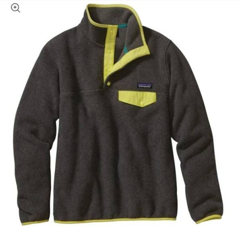 Patagonia Women's Lightweight Synchilla  Snap-T Pullover in grey/green sz XS